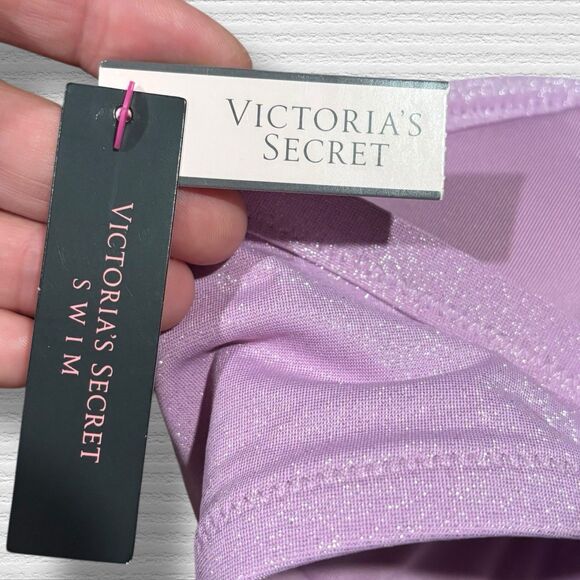 Victoria’s Secret Shimmer Lilac Ruched Swim Bikini Top 34DDD (34F) NWT - Picture 5 of 6